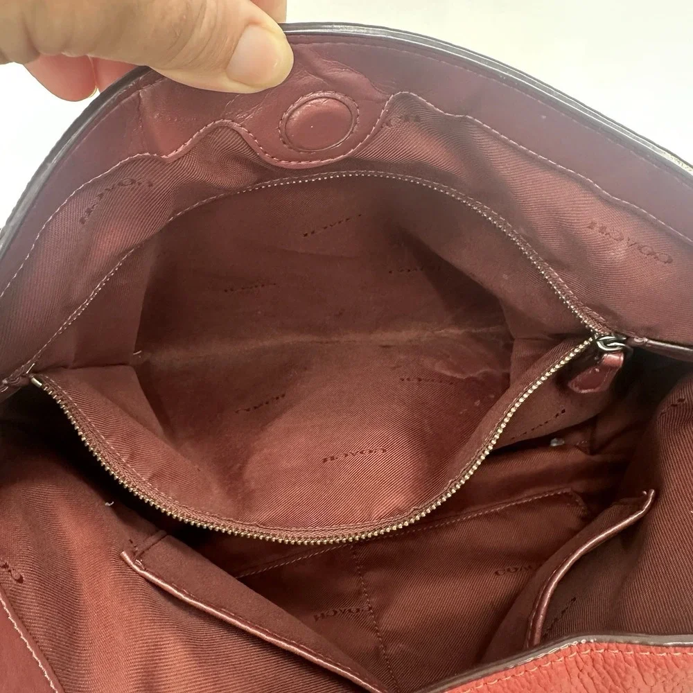 Coach 24947 Clarkson Coral Pink Pebbled Leather Magnetic Hobo Shoulder Bag Purse